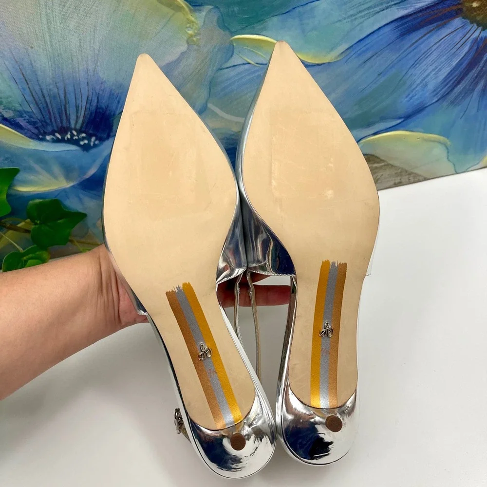 Sam Edelman Fitzgerald Kitten Heels in Silver Size 7.5 - Picture 10 of 12